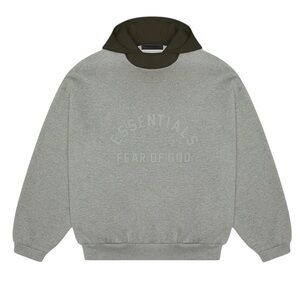 Fear of God essentials Dark Oatmeal gray black Nylon Fleece Hoodie men’s size XS